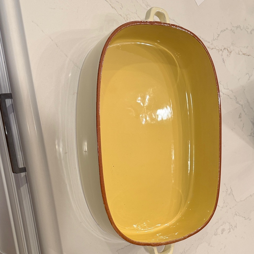 Vietri Yellow and Cream Bakeware Dish